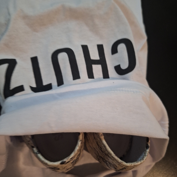 Schutz Women's Snakeskin Ballet Flats - Black and Cream - Picture 5 of 7